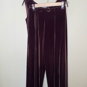 Elegant Velvet Jumpsuit in Rich Brown